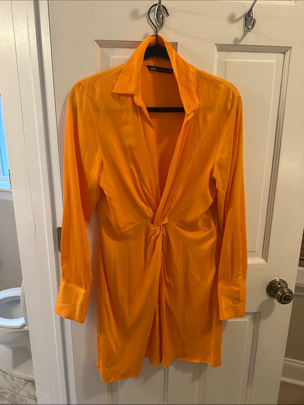Zara Bright Orange Twist-Front Dress